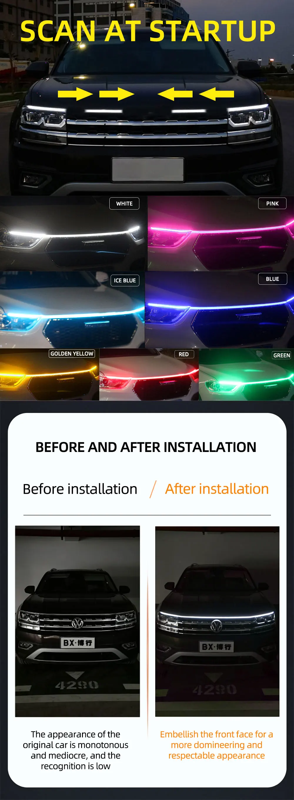 LED Car Hood Light - Bright Work Light for Engine Repair