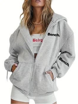 Y2K Felpa con zip grigia moda per donna Felpe con cappuccio autunno inverno Tasche giornaliere Felpe con cappuccio da donna versatili e solide a maniche lunghe 1