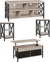4 Pieces Living Room Table Sets - Includes TV Stand with Storage for 65 in TV, Lift-top Coffee Table with Baskets 1