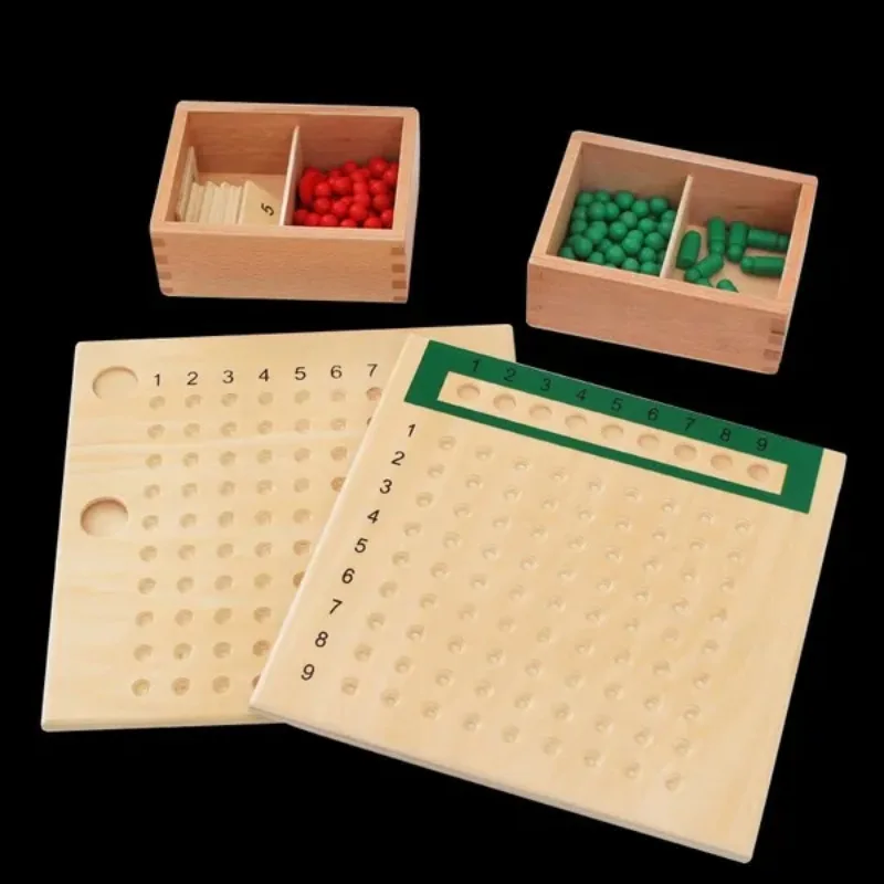

Early Wooden Montessori Materials Mathematics Teaching Toys Multiplication & Division Math Toy Beads Board Red Green Learning