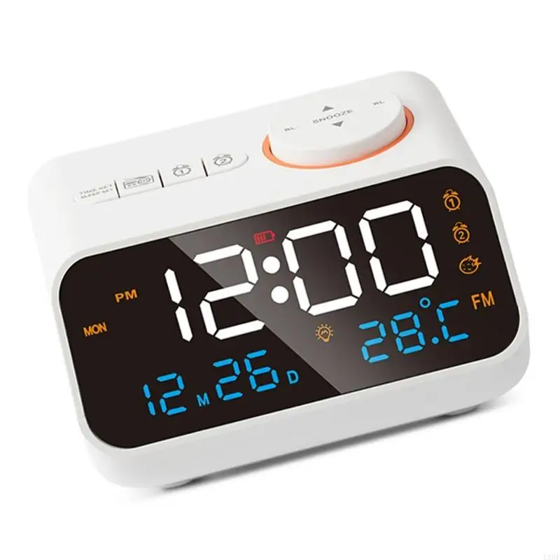 E28F Digital Alarm Clock Bedside Clocks with FM Radio and Voice Control Screen Activation Ringtone Infinitely Setting 3