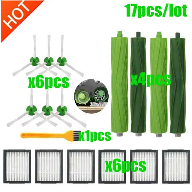 Replacement Parts Kit For IRobot Roomba I-Series & E-Series - Includes Brush, Filters, Side Brushes, Wheel - View #6