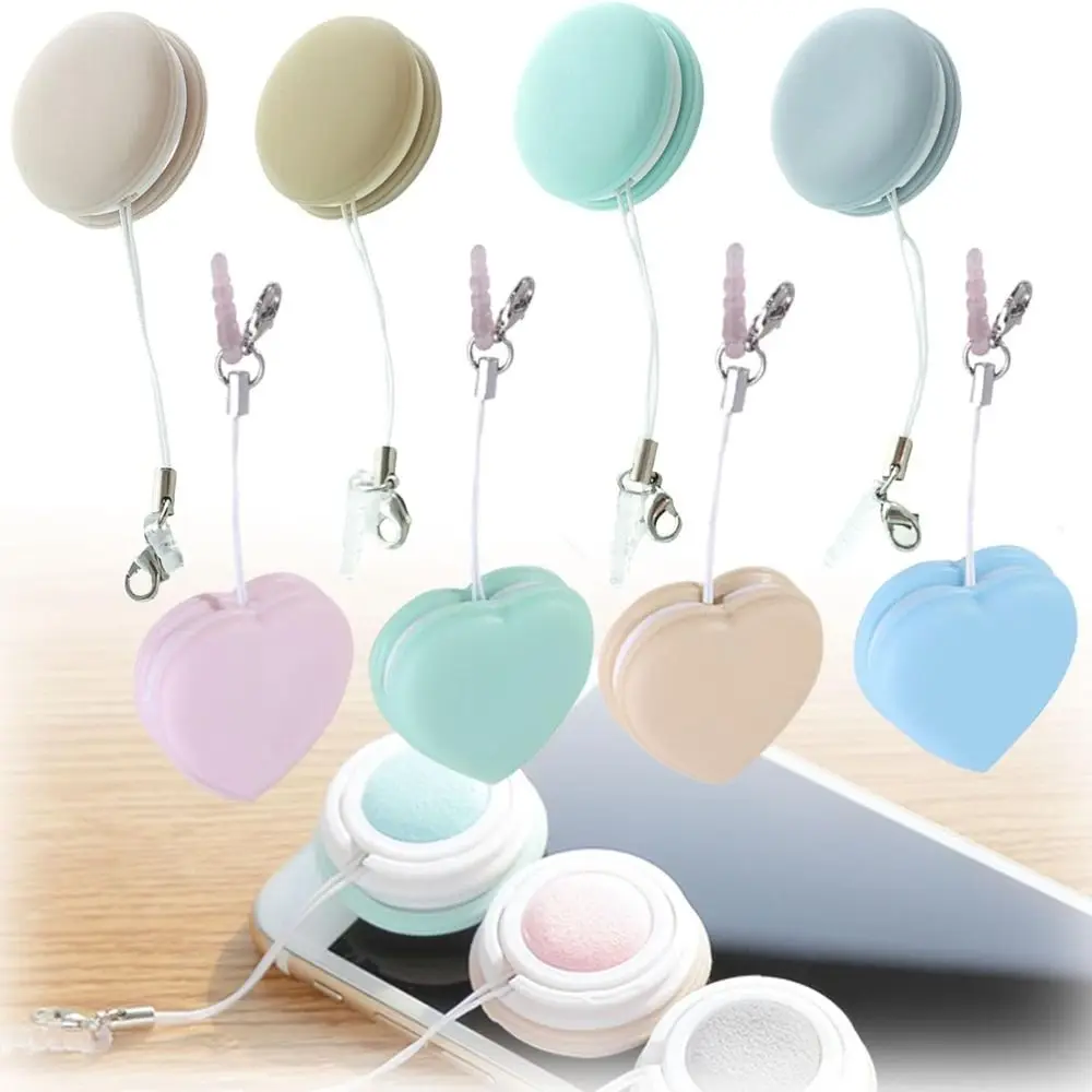 Screen Cleaning Set Phone Screen Cleaner Macaron Mobile Phone Screen Wipe Cute Mobile Pendant and Eyeglass Brush Cleaner Brush