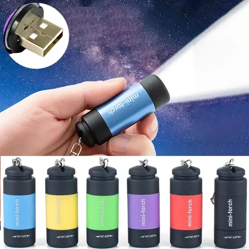 휴대용 USB 충전식 포켓 LED 미니 토치 라이트, 키체인 토치 램프 랜턴, 야외 하이킹 캠핑 조명 2