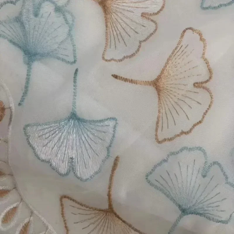 European, Classical  Romantic 2025 New 1PC Home Window Screen Colorful Ginkgo Leaf Embroidered Yarn Versatile Minimalist, 6