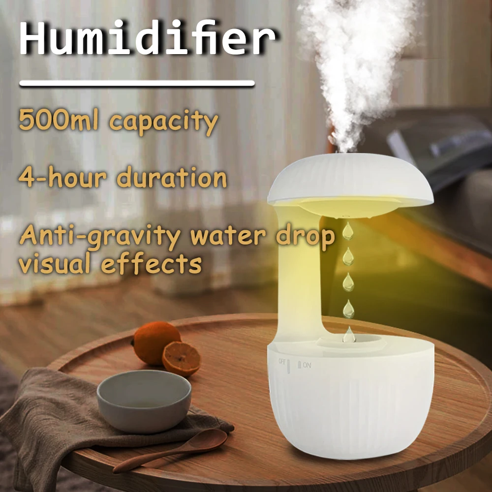 

YANKE Ultrasonic Humidifiers Dynamic Water Droplet Air Humidifier With Night Light 600ml Water Capacity Fine Mist Energy Saving