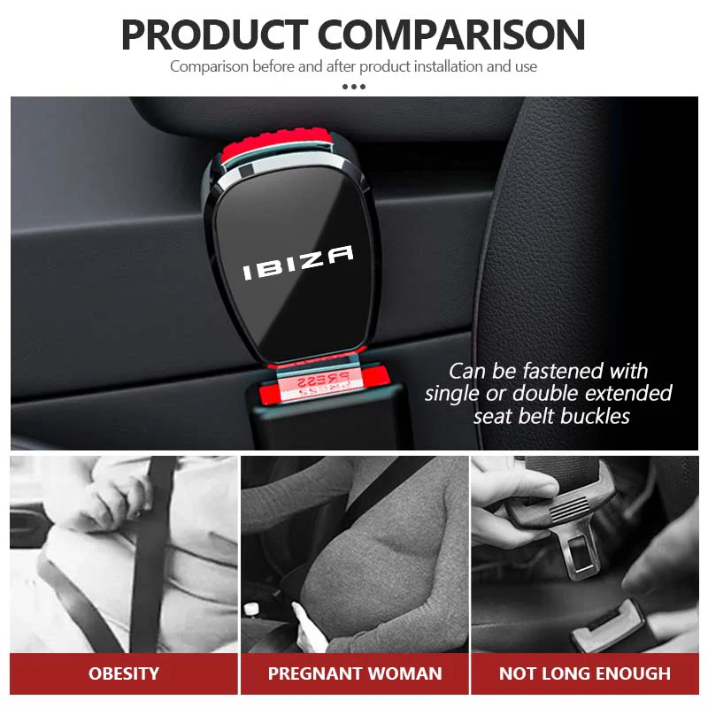 Clip di estensione regolabile per fibbia cintura di sicurezza in lega per Seat Exeo Altea Arona Toledo Ibiza Leon Cupra E-racer - immagine 5