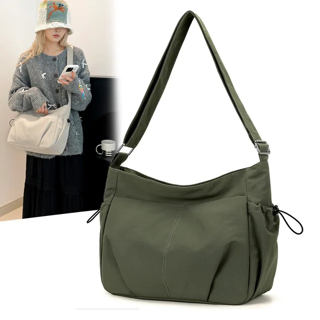 Simple Waterproof Nylon Women Crossbody Bags Large Capacity Lightweight Ladies Shoulder Bag Solid Color Multi-pocket Female Tote