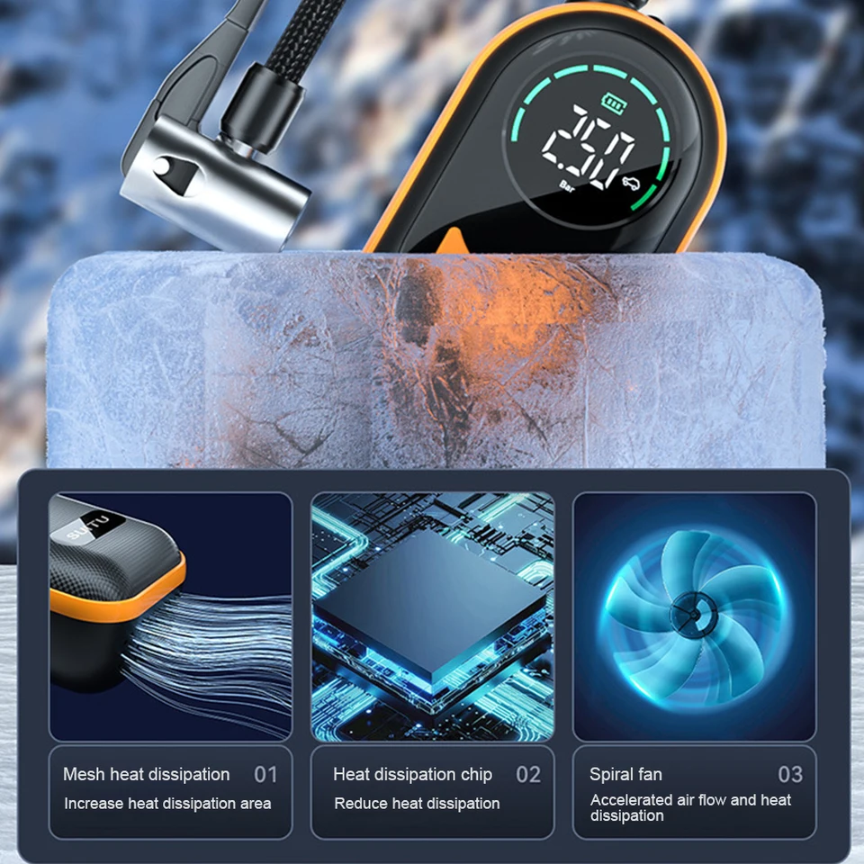 �ڵ��� Ÿ�̾� ���� LCD ���÷��� ������ �з� ������, �޴�� ��â�� ����, �ڵ��� ������� USB ������, 3-150PSI, 2x2000mAh