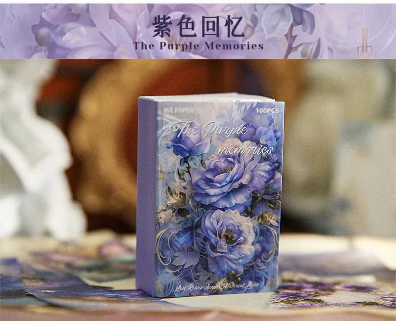 Description Picture 6 of item100 pcs/book Retro Material Paper Aestheti Scrapbooking DIY Decorate Journaling Vintage Stationery Aesthetic Plants Manuscript