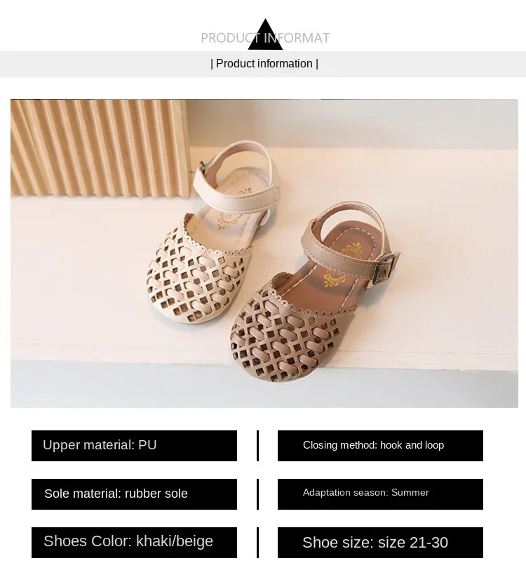 صندل للأطفال مجوف منسوج ، مسطح مضاد للركل ، نعل ناعم ، حذاء طفل رضيع ، صندل أميرات ، جديد ، موضة ، صيف