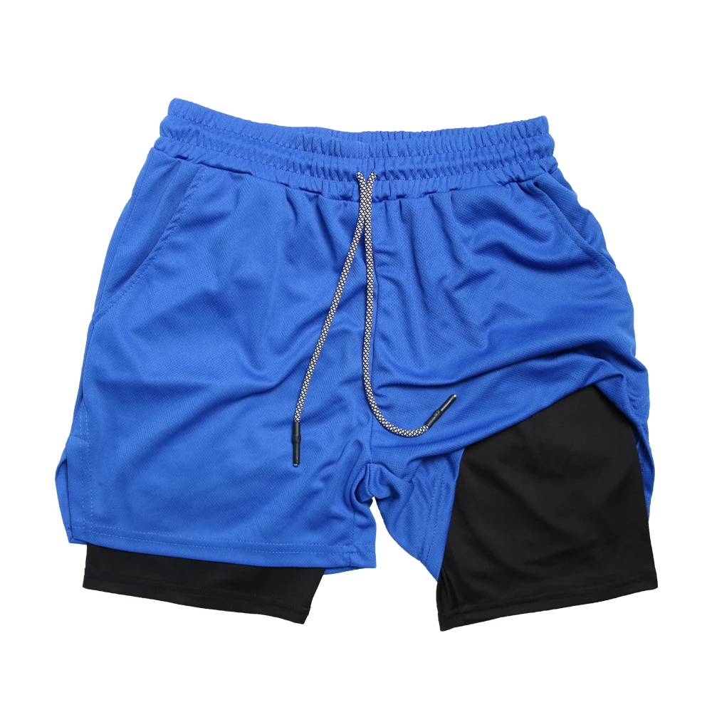 Men's Double Layer Fitness Shorts Men Fitness Gym Training 2 in 1 Sports Shorts Quick Dry Workout Jogging Double Deck Summer 5