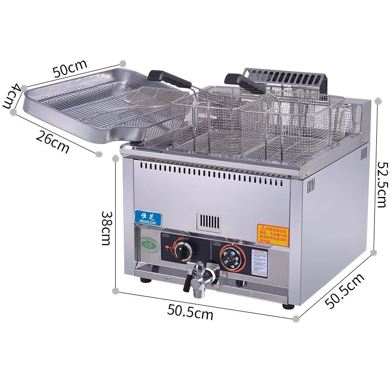 

Malupin MLP-17L counter LPG gas deep fryer 17 liter commercial 1 tank chicken frying machine with thermostat temperature control