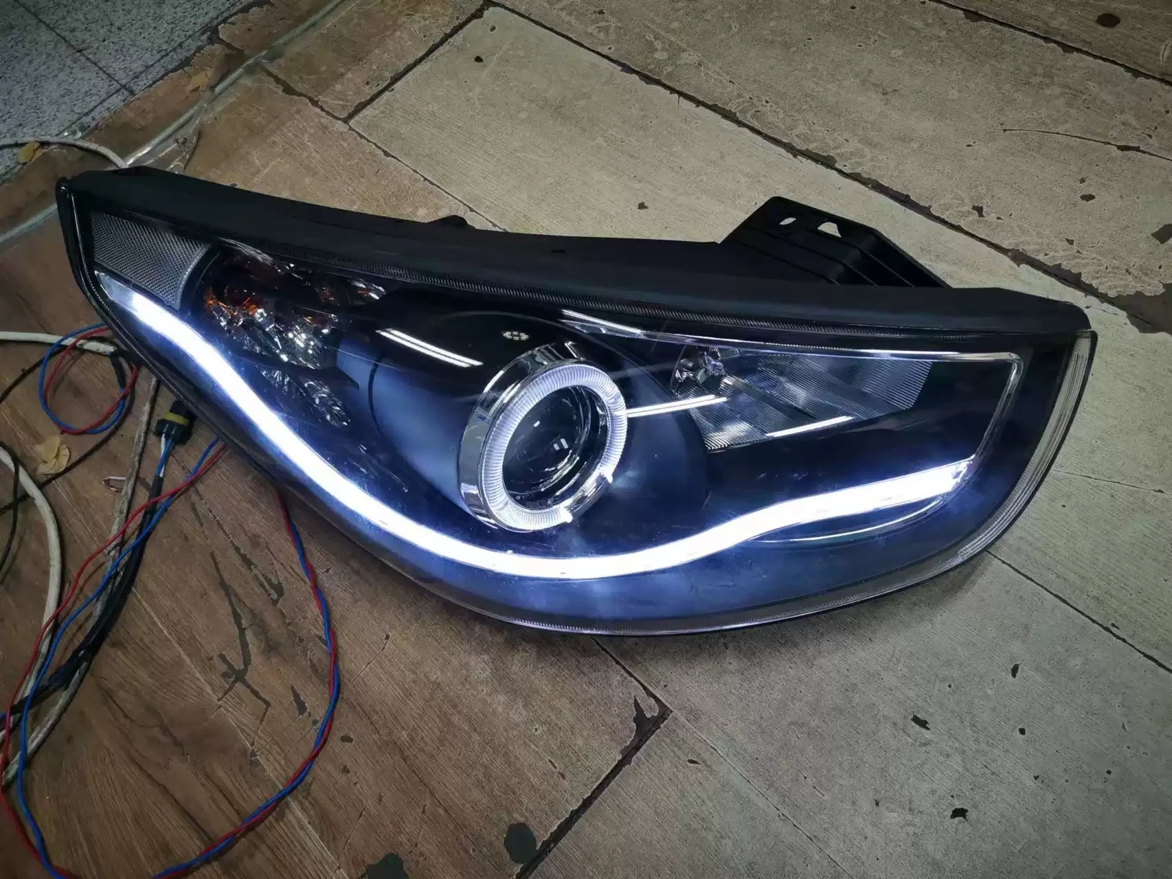 

Автомобильная фасветильник в сборе для Hyundai ix35 2010-12, светодиодные дневные ходовые огсветильник DRL, фара указателя поворота