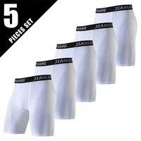Ensemble de 5 pièces de sous-vêtements longs élastiques classiques noirs et blancs pour hommes, séchage rapide, confortables, sportifs, tendance pour jeunes, pantalons à coins plats 2