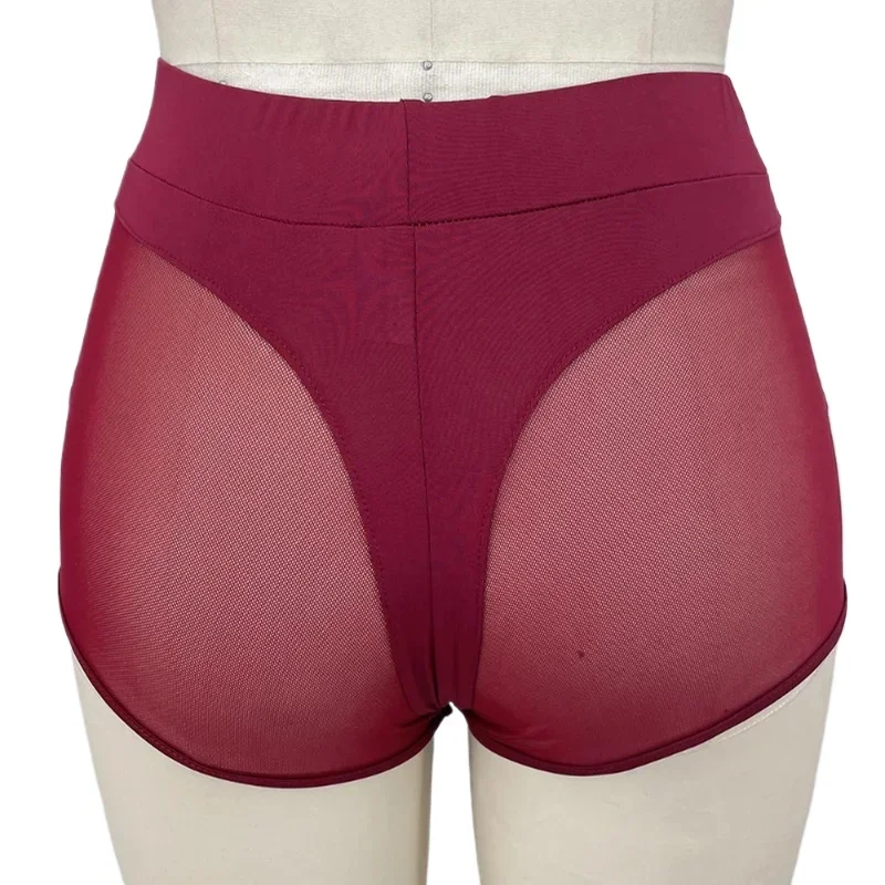 Sexy Mesh Sheer Patchwork Short Panty Midi Thigh Women Boyshort Hot Underwear Leggings High Waist Boxer Brief For Lady Plus Size