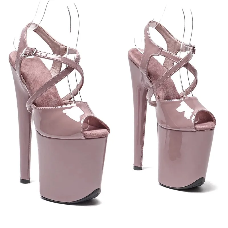 

Fashion 20CM/8inches PU Upper Plating Platform Sexy High Heels Sandals Pole Dance Shoes 260