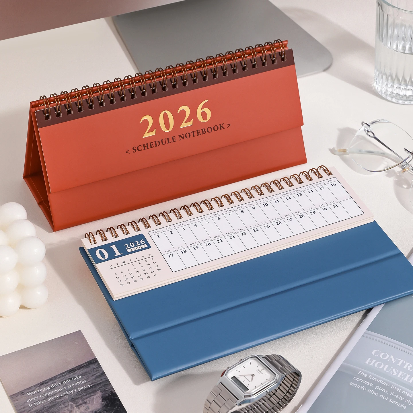 2025.10~2026.12 Kawaii 2026 Calendario da parete semplice orizzontale Piccolo calendario da tavolo Planner Decorazione del desktop Cancelleria per ufficio - immagine 4