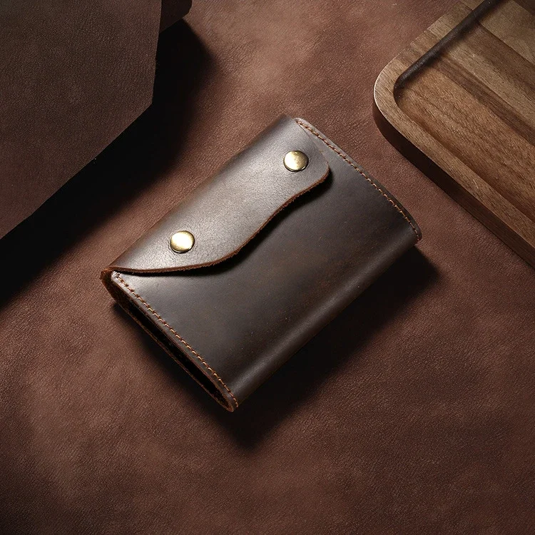 Handmade Leather Card Holder Wallet for Men Vintage Business Card Holder Wallet Genuine Leather