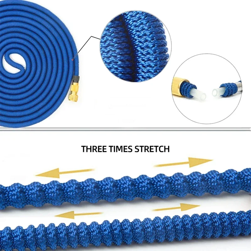 High Pressure Telescopic Water Pipe 3x Telescopic Car Washing Water Pipe High Elasticity Automatic water hose
