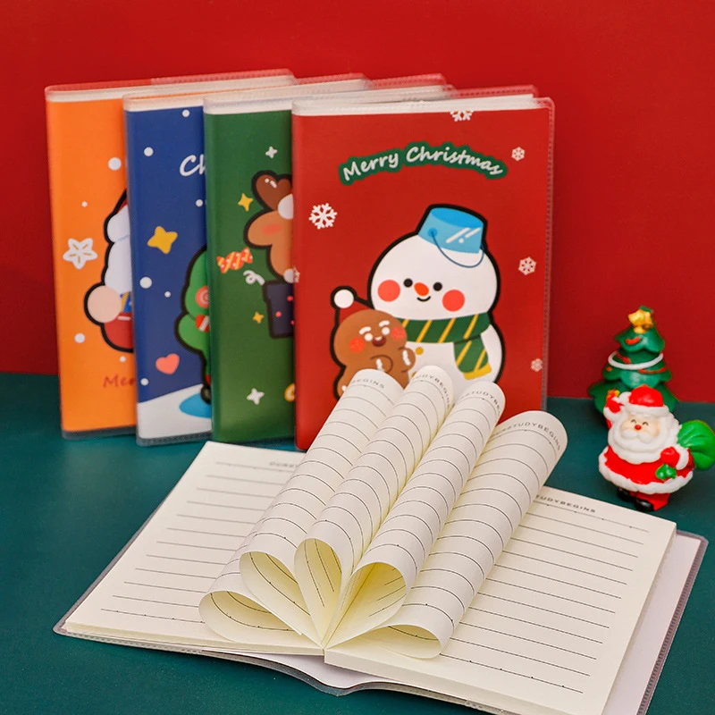 

64Sheets/Book Notebook A7 Student Stationery Kawaii Cute Cartoon Christmas Practice Note Planner Journal Memos Diary Notepad