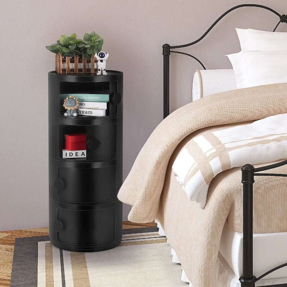 

Comes with 4 drawers, sliding modern bedroom bedside table, detachable, convenient and fast, black