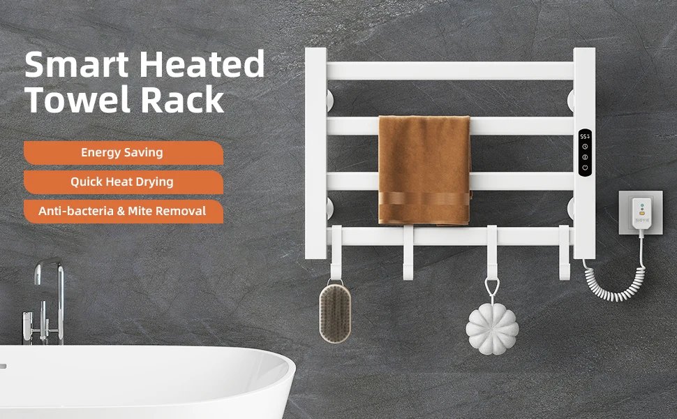 Description Picture 3 of itemElectric Heated Towel Rail Digital Display Temperature Control Towel Warmers Smart Bathroom Thermal Towel Heated Towel Rack G305