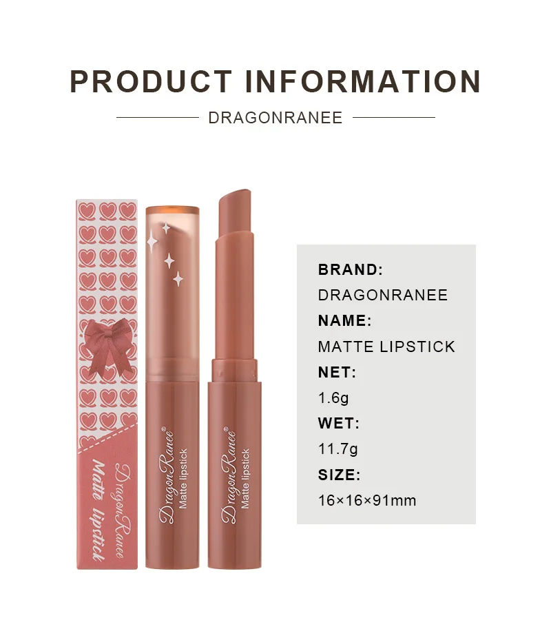 Matte Lipstick Long Lasting Tinted Lip Balm Nude Bean Paste 12 Colors_voghion.com