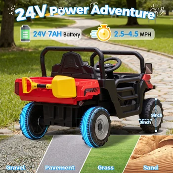 12 Volt Ride on Toys, Electric Truck for Toddler, Holiday Gift with Dump Bed, Remote Control, Music,Shovel 5