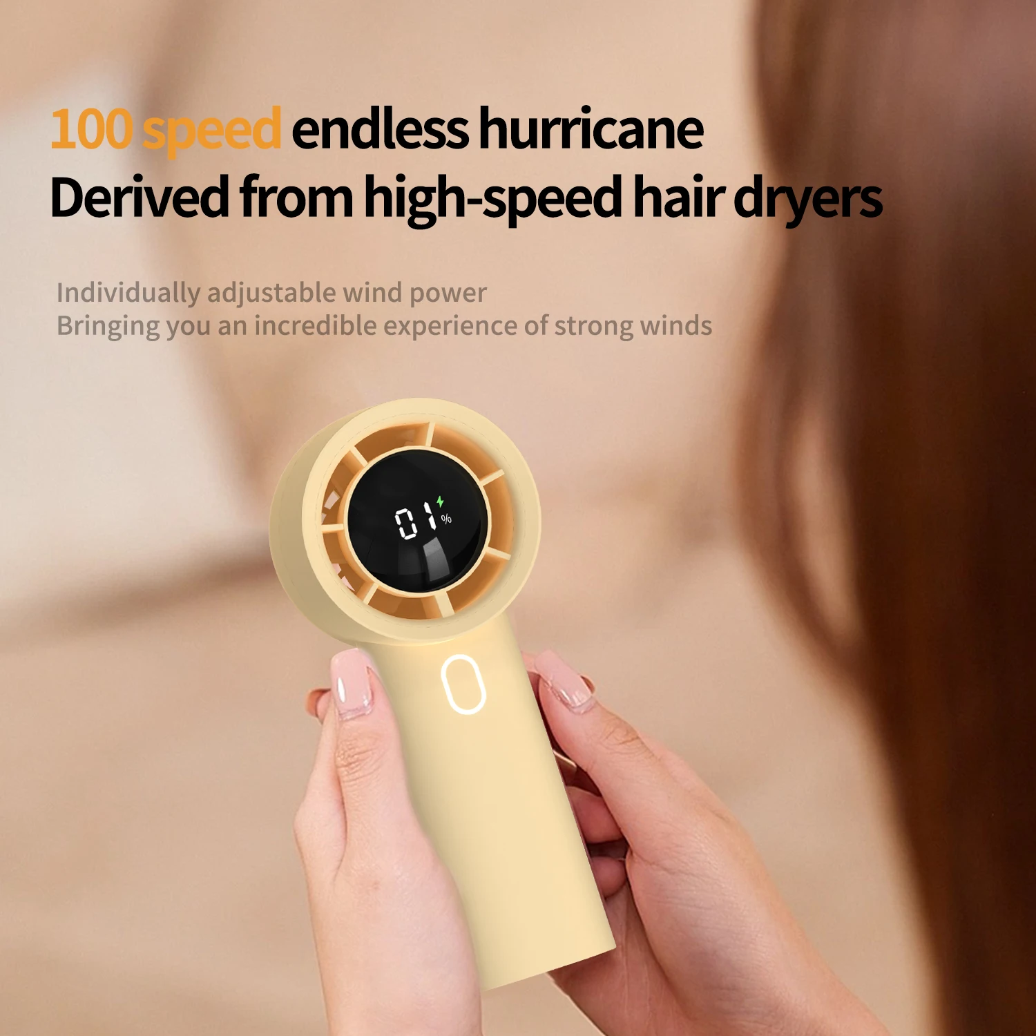 고속 휴대용 선풍기 쿨러, 휴대용 선풍기 충전식 미니 에어컨, 3000mAh 100 기어, 신제품