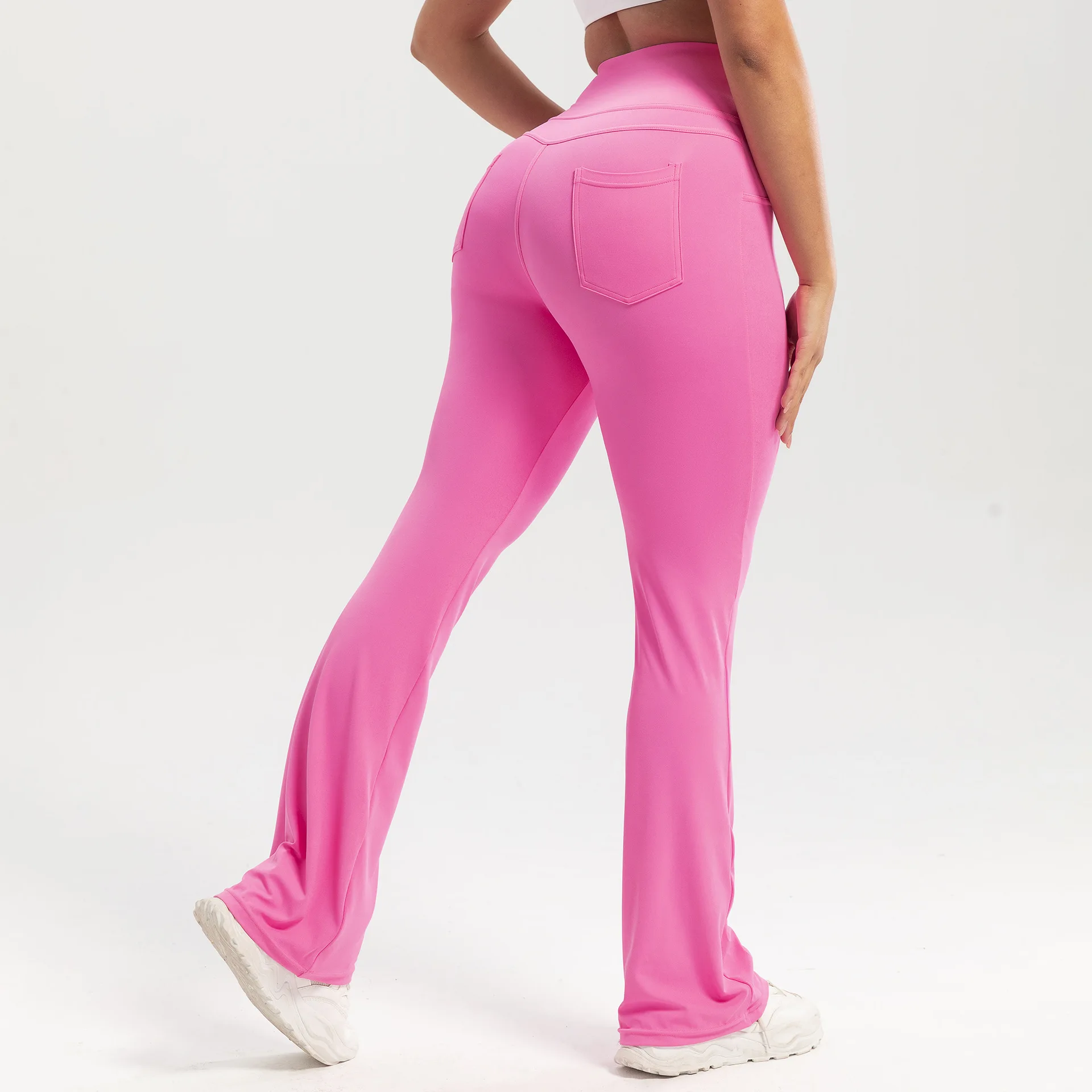 

High Waist Push Up Yoga Flare Pants with Pockets Sports Trousers Flare Slim Fit Women Fitness Gym Clothes Elastic Flared Pants