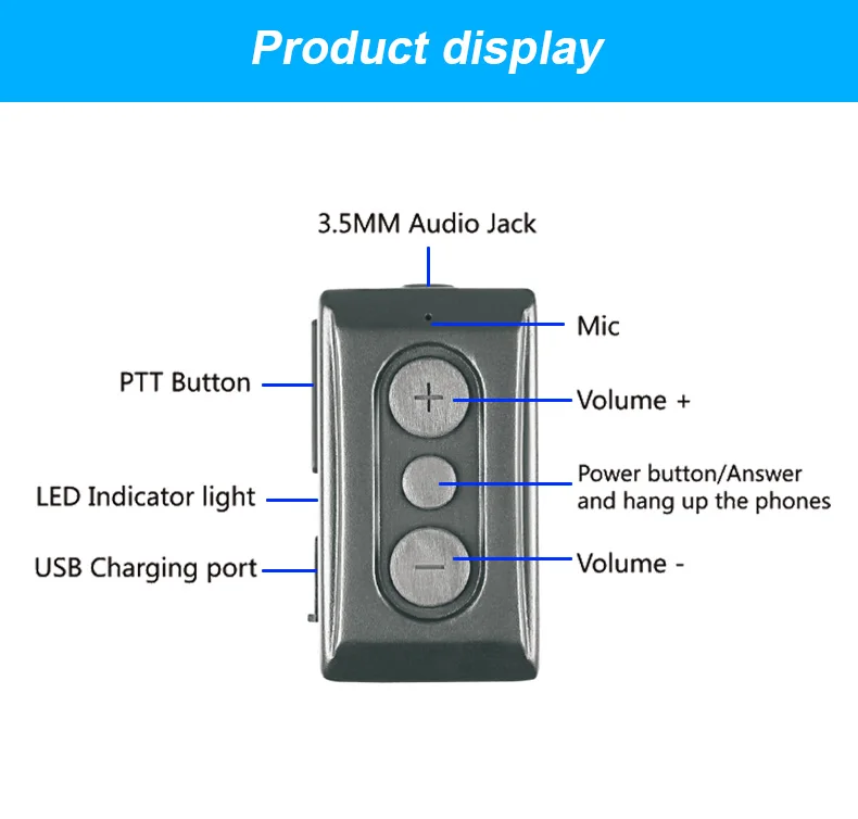 Z118 Wireless PTT Switch for Zello POC Radio W8Pro Work with Android or iOS Phon