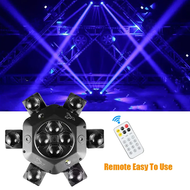 

New Arrival 6 Arms Bee Eye Led Beam Moving Head With Red/Green Laser Led Strobe Unlimited Rotate Flower Party Disco KTV Club