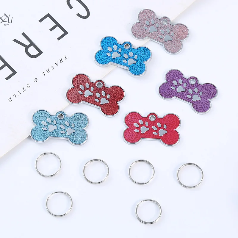 Pet ID Tags Engraving Name Metal Bone Shap Anti-lost Pendant Puppy Decorations