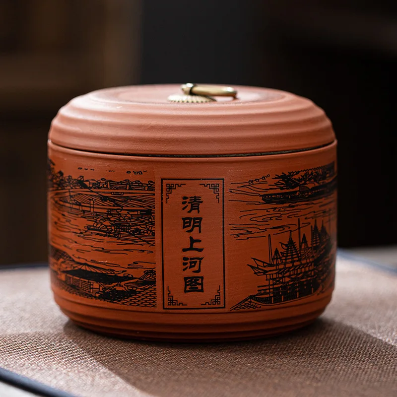 thumbnail image 1 of Tarro de cerámica para té hecho a mano de 750 ml, organizador retro de azúcar y especias, caja de almacenamiento de granos de café de lujo con tapa, artículos de cocina, 1 of 5