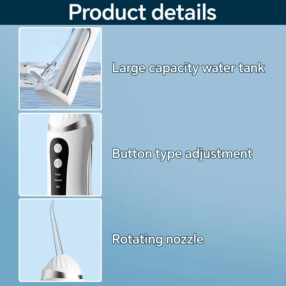 Electric Water Dental Flosser Pick for Teeth, Waterproof Cordless Oral Irrigator with 200ML, 3 Modes & 4 Tips for Teeth Cleaning