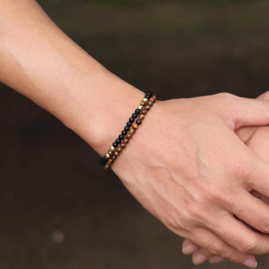 Men Tiger Eyes Seed Beads Bracelet Set Natural Stone Meditation
