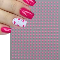 8pc 3D Mixed Color Heart Nail Stickers Valentines' Day Sweet Red Pink Love Selfadhesive Nail Decoration Decals Manicure Supplies 3