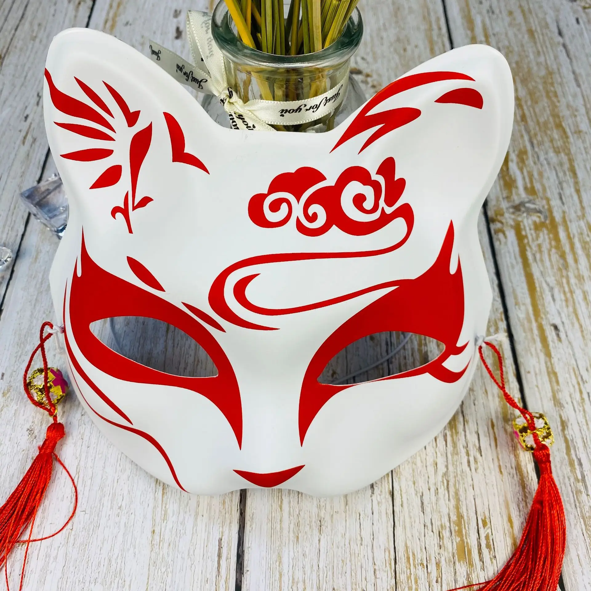 LIQUID Anime Demon Slayer Foxes Mask Hand-painted Japanese Mask Half Face  Mask Festival Ball Kabuki Kitsune Masks Cosplay Prop 