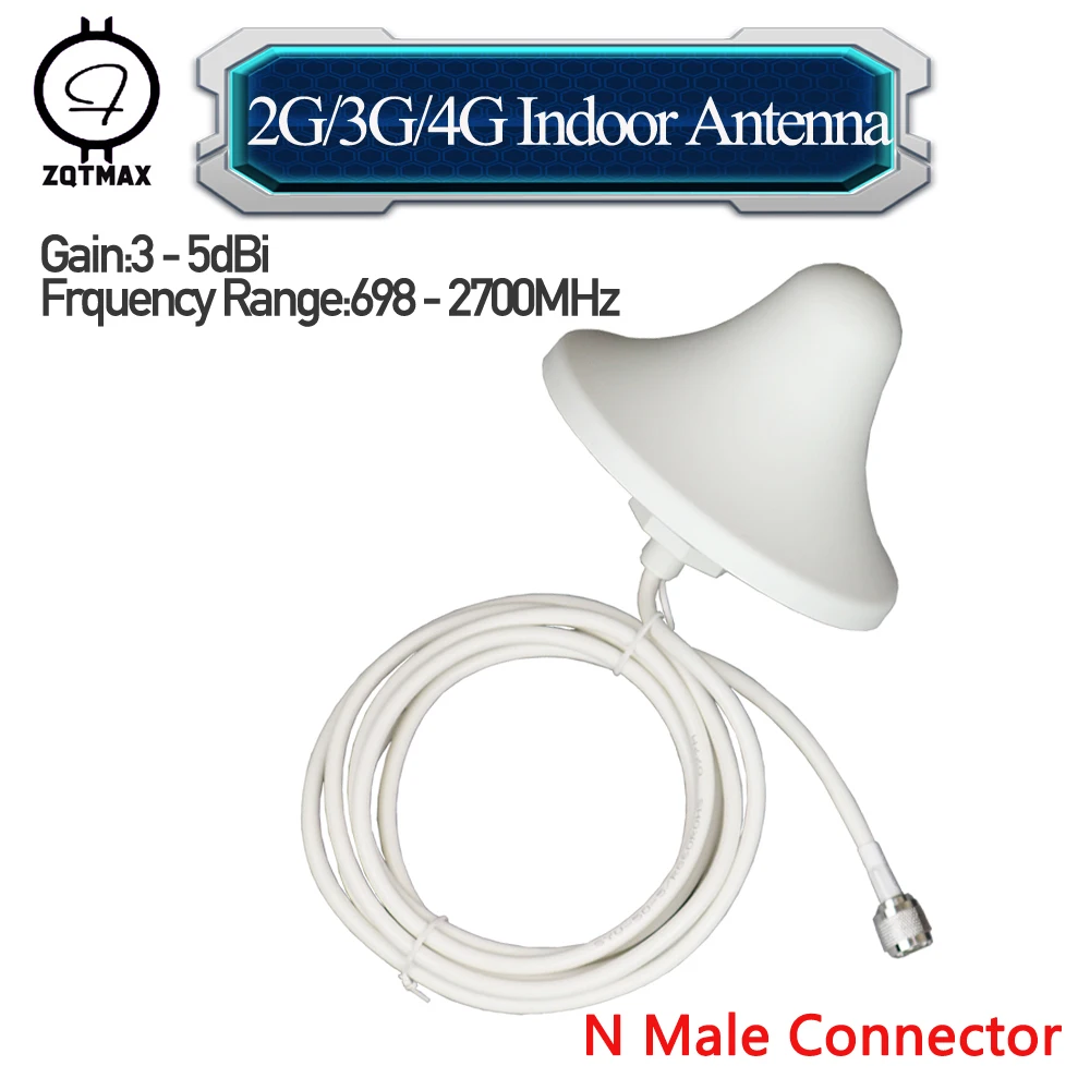 

ZQTMAX 698-2700MHz Omni Ceiling Antenna with 3/5m cable for 2g 3g 4g repeater gsm cdma dcs 1900 2600 mobile phone signal booster