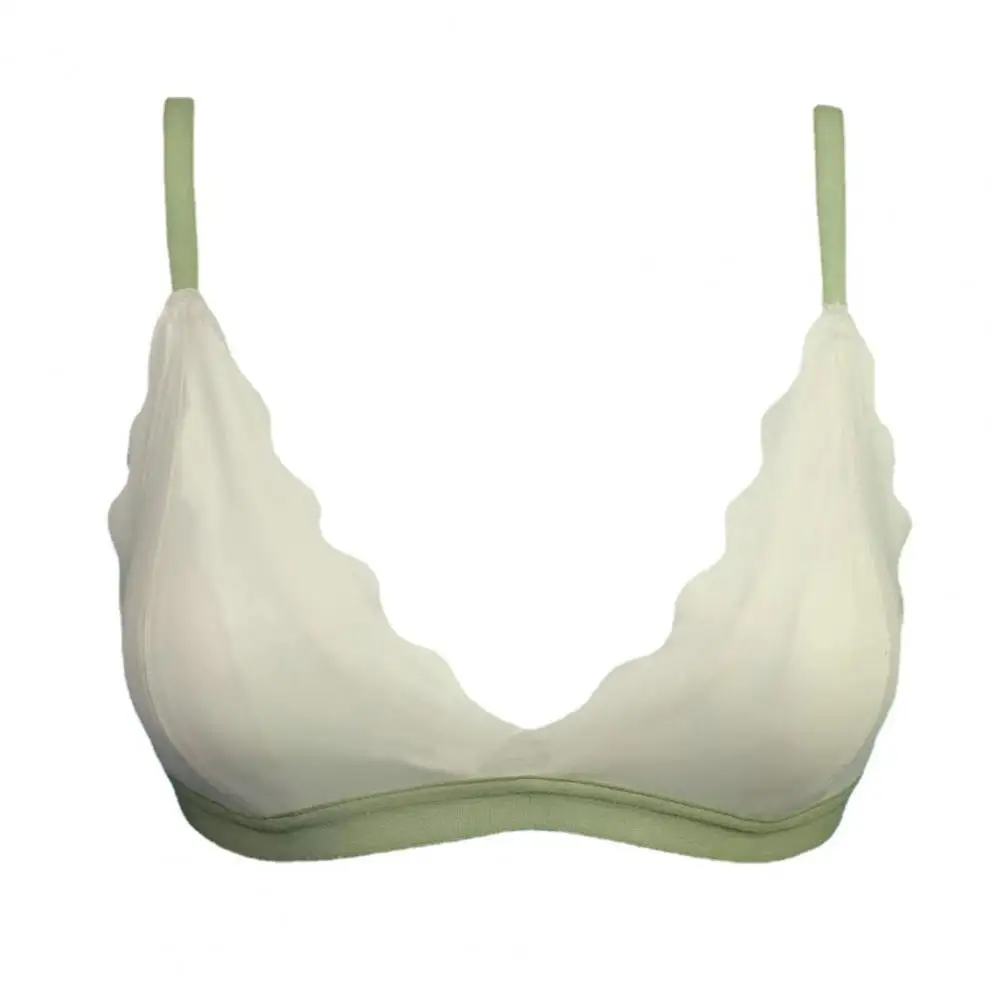 

Breathable Bra Comfortable Wireless Padded Bra Ice Silk Color Matching Adjustable Straps Soft Breathable Underwear for Women