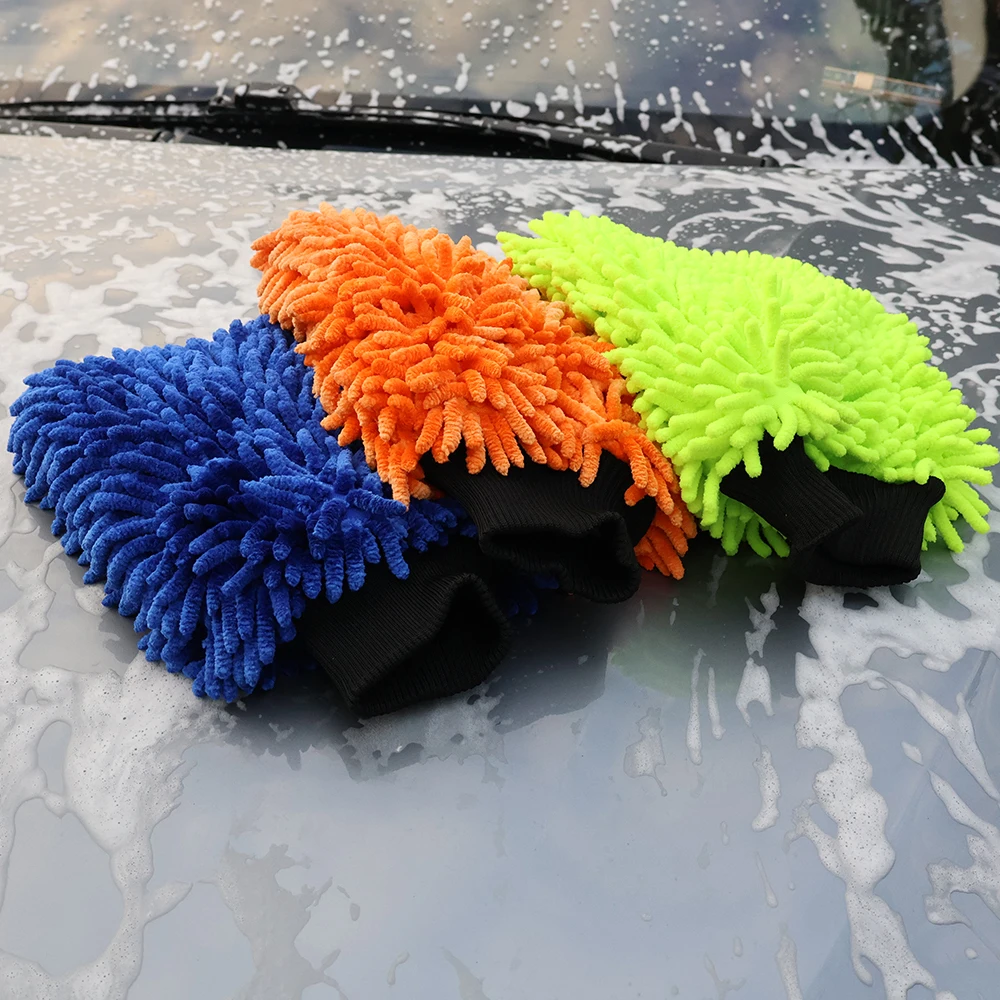 Dual-Sided Chenille Car Wash Glove 2-in-1 Washing and Polishing Glove car cleaning gloves microfiber cleaning gloves microfiber washing gloves microfiber gloves