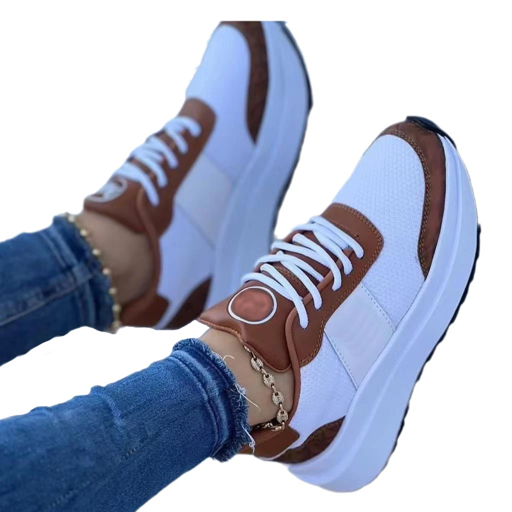 Casual Sports Shoes for Women Large Size Thick Sole Breathable Tennis Shoes Increase Height White Sneakers Free Shipping 2024