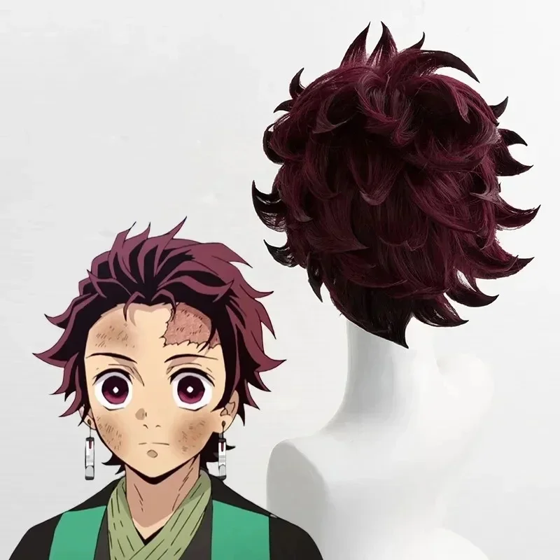 Tanjiro Kamado Wig Anime Tanjiro Kamado Cosplay Wig Short Chestnut Brown Heat Resistant Hair Cosplay Wigs cosplay wigs