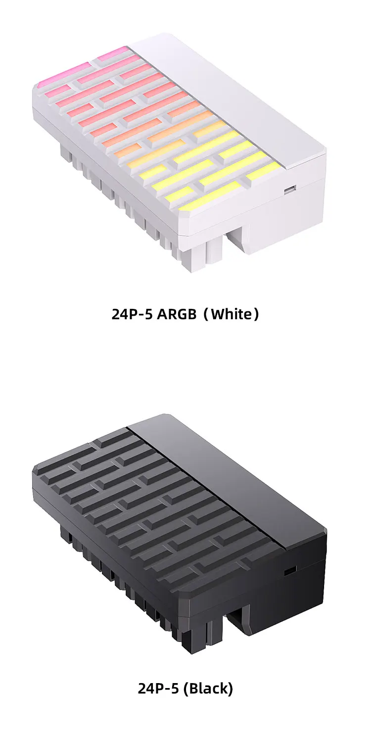 TEUCER ATX 24-pin 90 Degree Power Connector Adapter 5V 3Pin ARGB Female to Male