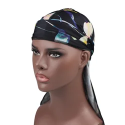 Popular High Elastic Printing Long Tail Pirate Hat Men's and Women's Chemotherapy Hat Long Hat Tie Down Tail Hair Accessories
