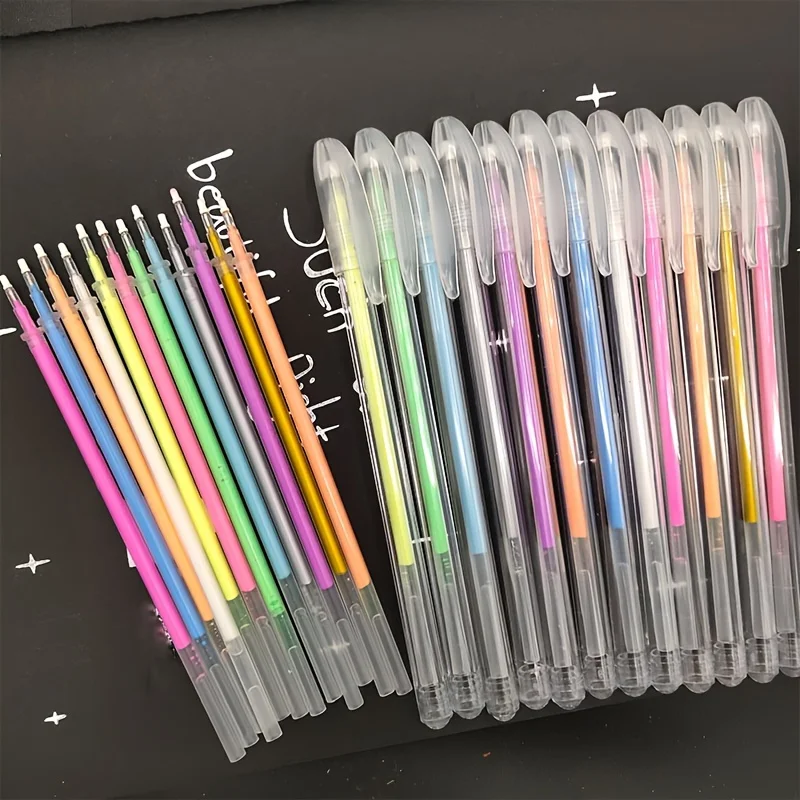 12 Pcs Large Capacity Needle and Neutral Pen 12 Colors Highlighter Pens DIY Painting,Black Card Drawing,Marking,Graffiti 4