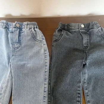 ربيع الخريف الأطفال 1-6 سنة ارتداء سراويل تقليدية الأولاد حزام مطاط الكاحل السراويل الفتيات لينة جينز سترتش 6