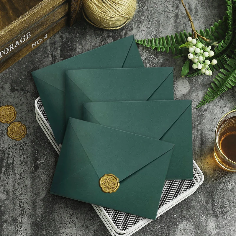 Mailing Envelopes 10pcs/lot Green High-grade 250g Paper Small Business Supplies for Wedding Invitations Postcards