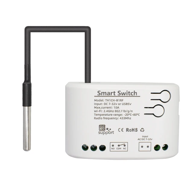 Intelligent eWelink Switch With Temperature Humidity Sensor ,Smart 10A 2000W RF433 Thermostat TH16 Monitoring Alexa Compatible 5